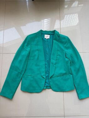 Ann Taylor LOFT Women's Teal Green Open-Front Blazer Jacket